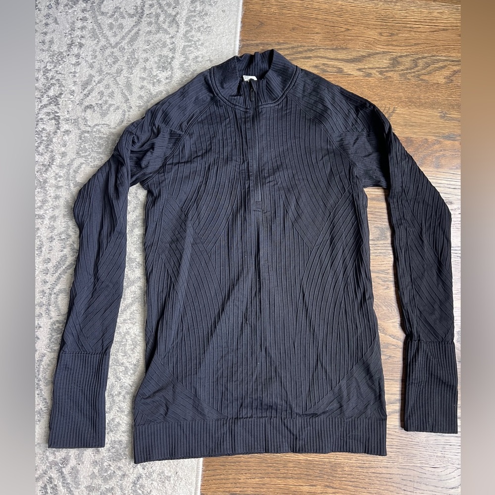 Lululemon Athletica Black Ribbed Long Sleeve Top